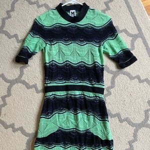 Missoni knee-length dress S green and black stripes